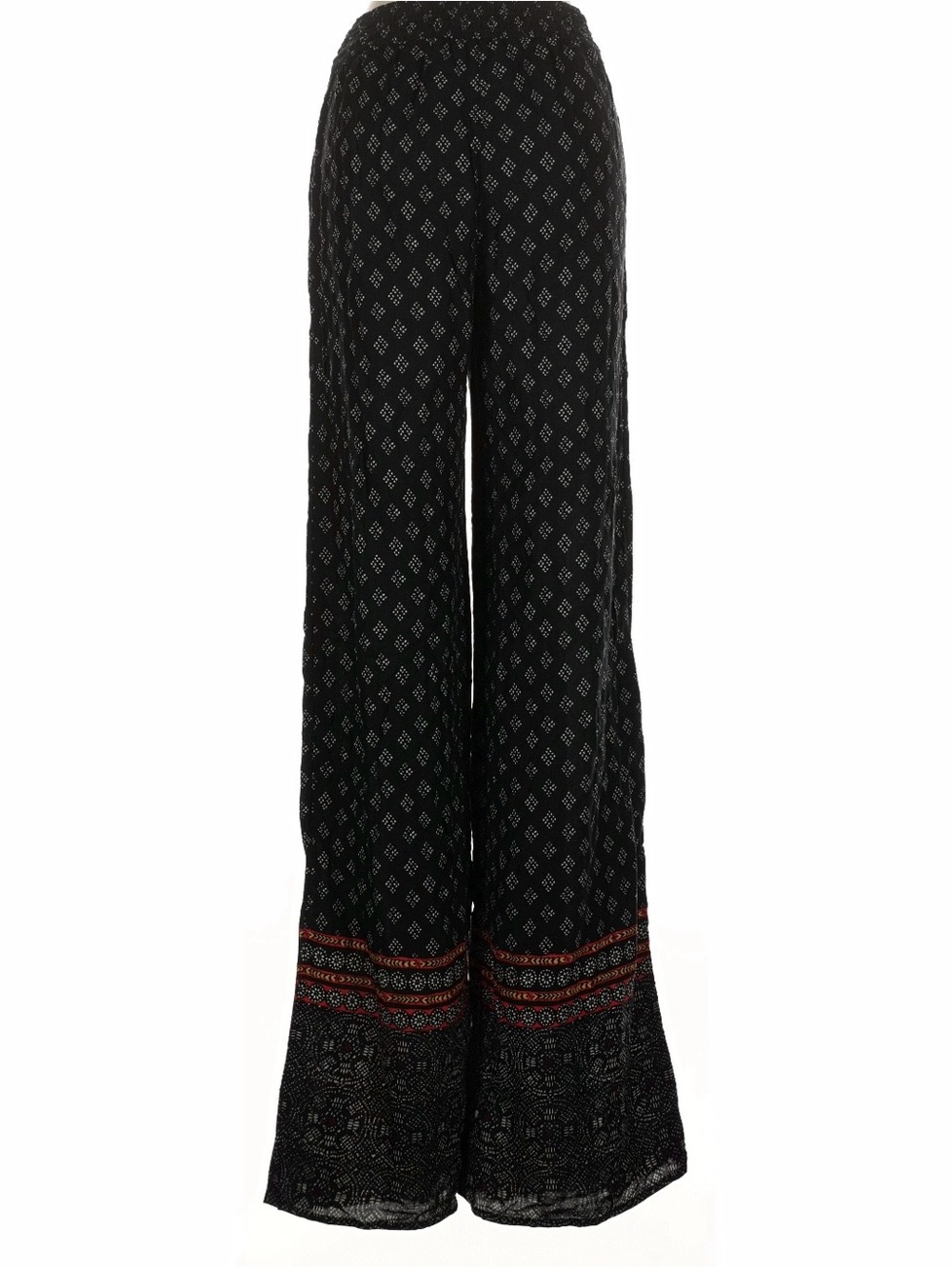 Abercrombie & Fitch Black Wide-Leg Printed Pants with Border